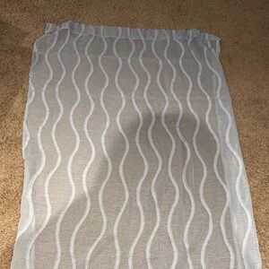 Sheer greyish/bluish Curtain Panel with Wavy Pattern set of 4 standard size